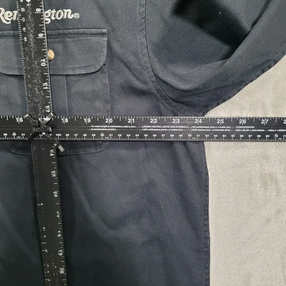 Remington Shirt Mens Large Black Long Sleeve Button Down Twill Hunting Camo